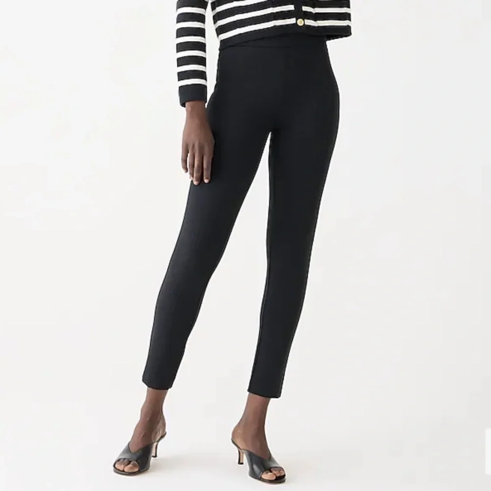 J. Crew Pixie Black Ankle Crop High Rise Solid Black Ponte Pants Stretch XS